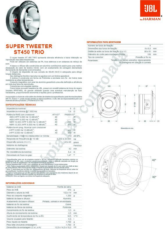 JBL ( ジェービーエル ) / SELENIUM PRO ST450TRIO ツイーター